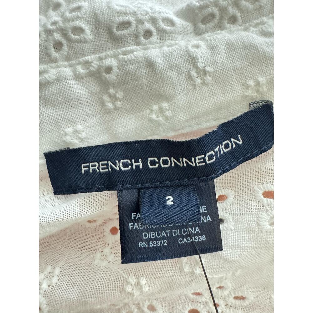 French Connection Summer White Eyelet Short Sleeved Oversized Tunic Top Sz 2 NWT - Picture 5 of 13
